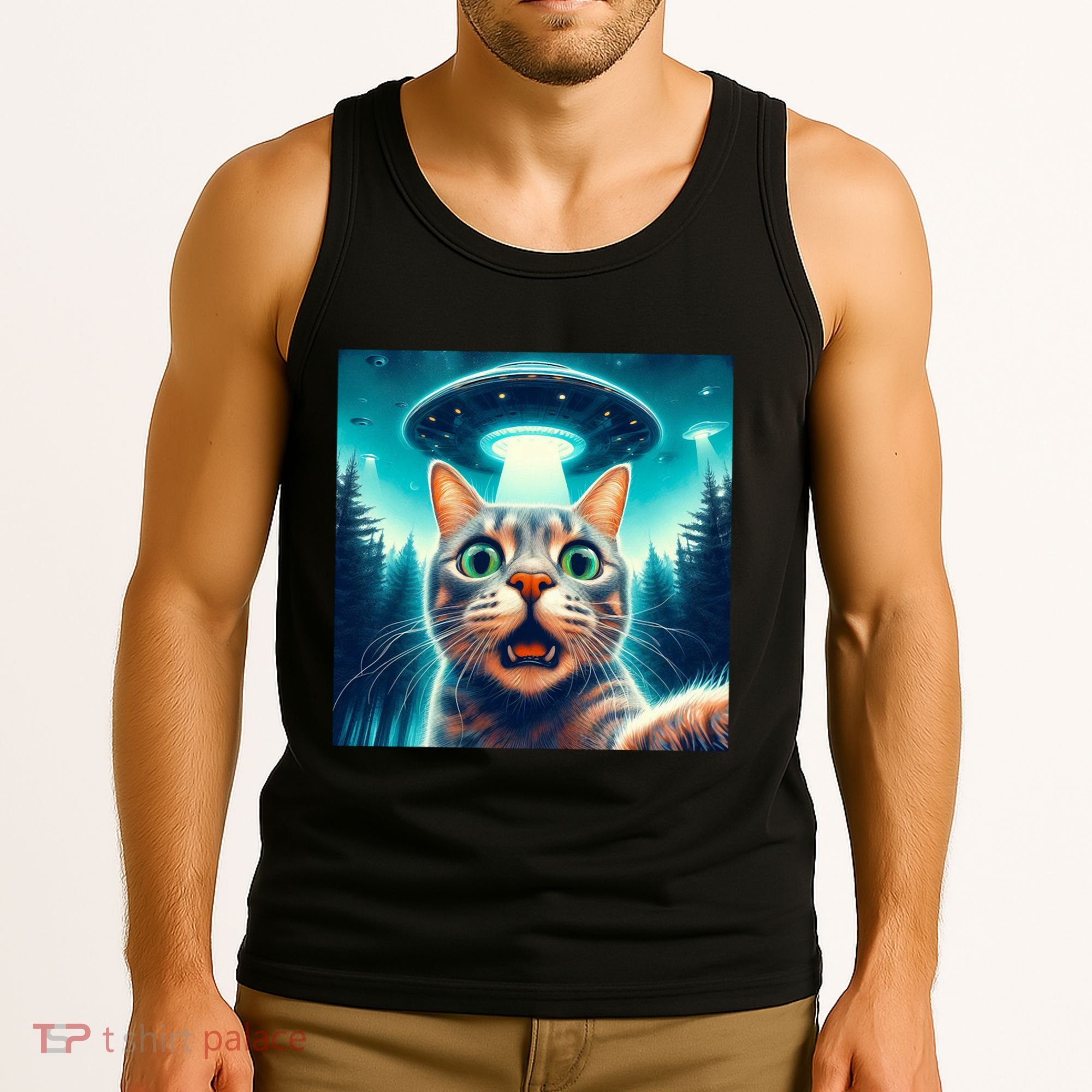 Cat Selfie With Ufo Cat Lover Meme Tank Top