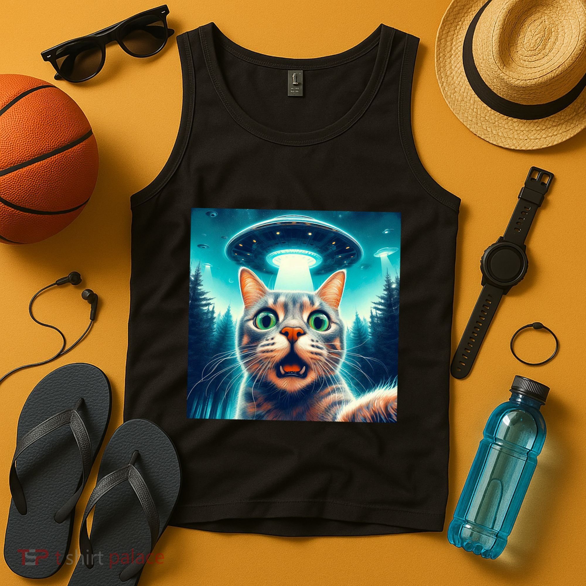 Cat Selfie With Ufo Cat Lover Meme Tank Top