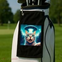 Cat Selfie With Ufo Cat Lover Meme Golf Towel thumb 2