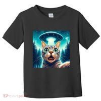 Cat Selfie With Ufo Cat Lover Meme Toddler T-Shirt thumb 0