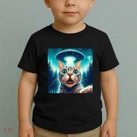 Cat Selfie With Ufo Cat Lover Meme Toddler T-Shirt thumb 2
