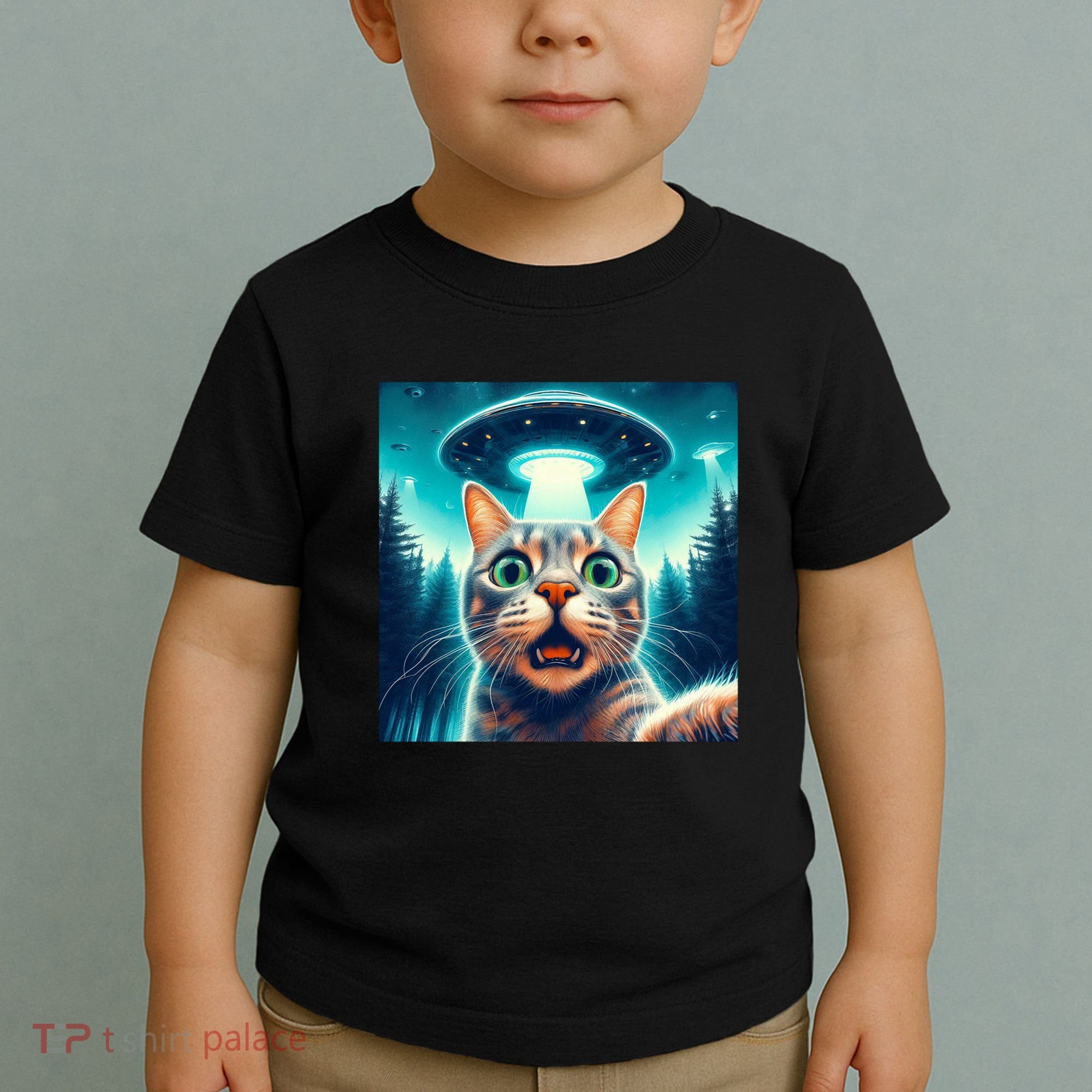 Cat Selfie With Ufo Cat Lover Meme Toddler T-Shirt