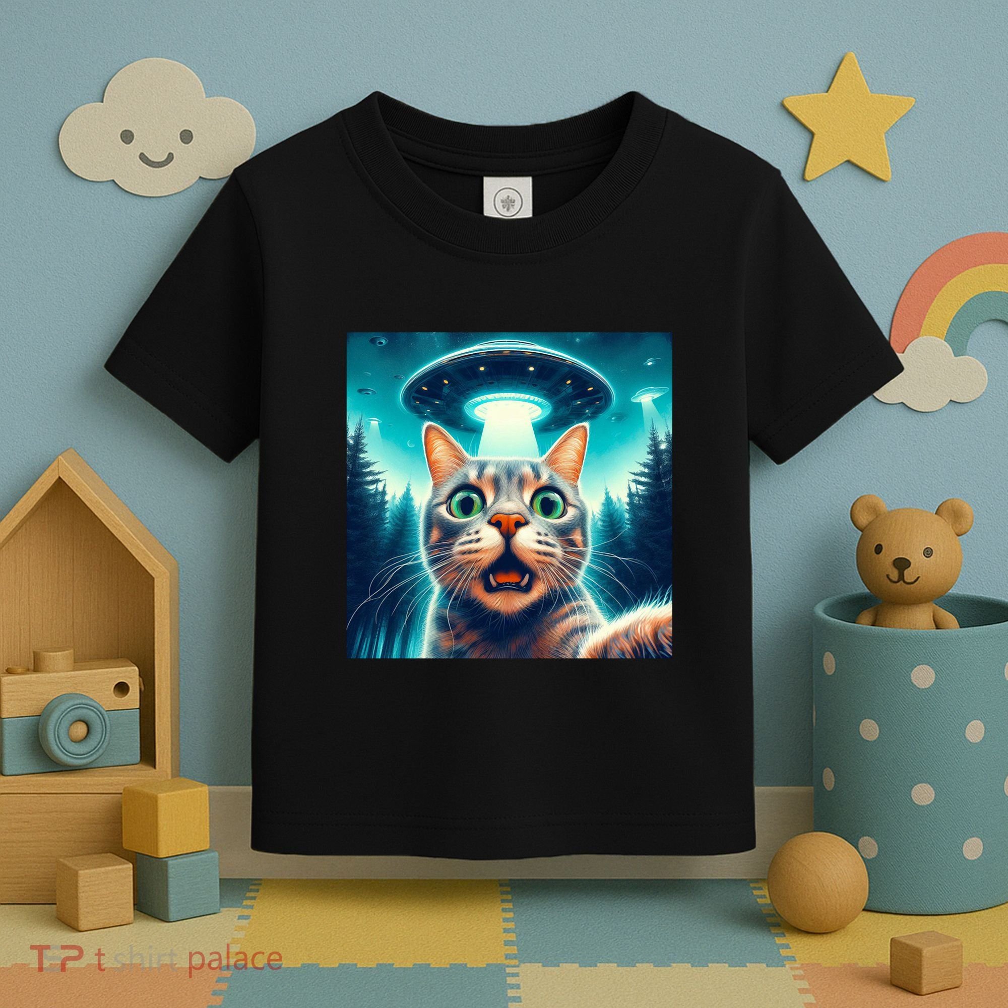 Cat Selfie With Ufo Cat Lover Meme Toddler T-Shirt