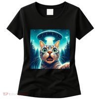 Cat Selfie With Ufo Cat Lover Meme Women's T-Shirt thumb 0