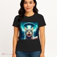 Cat Selfie With Ufo Cat Lover Meme Women's T-Shirt thumb 4