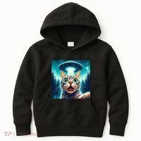 Cat Selfie With Ufo Cat Lover Meme Kids Hoodie thumb 0