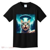 Cat Selfie With Ufo Cat Lover Meme Kids T-Shirt thumb 0