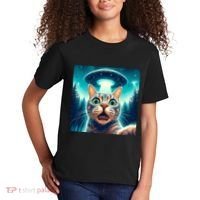 Cat Selfie With Ufo Cat Lover Meme Kids T-Shirt thumb 2