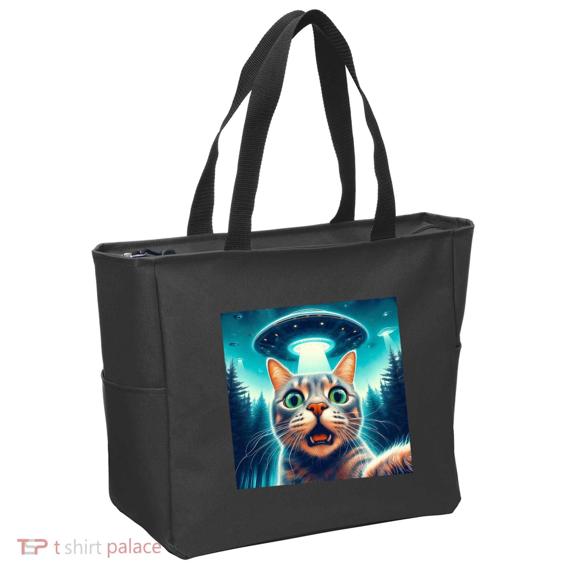 Cat Selfie With Ufo Cat Lover Meme Tote Bag