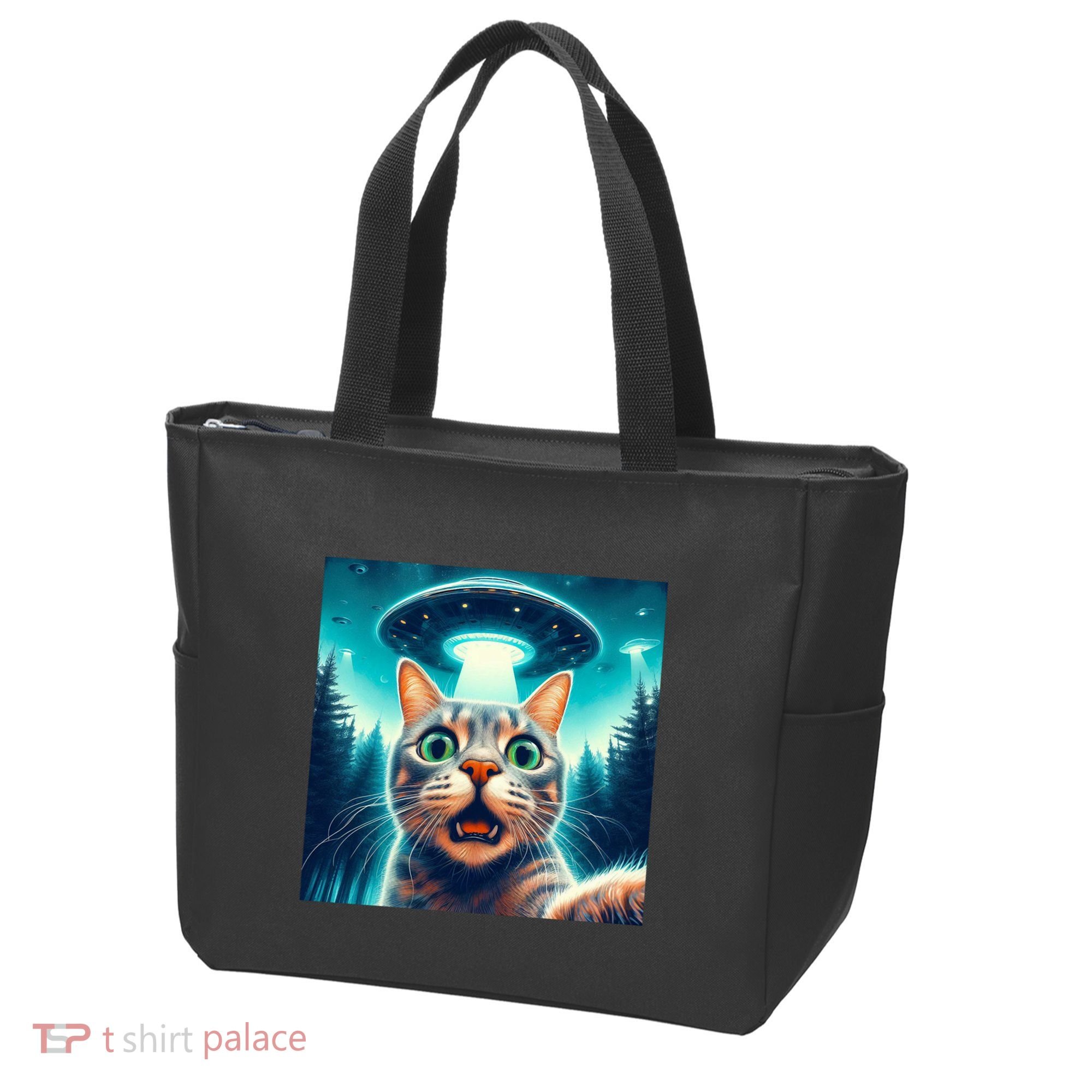 Cat Selfie With Ufo Cat Lover Meme Tote Bag