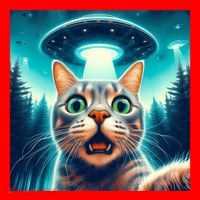 Cat Selfie With Ufo Cat Lover Meme Santa Hat thumb 1