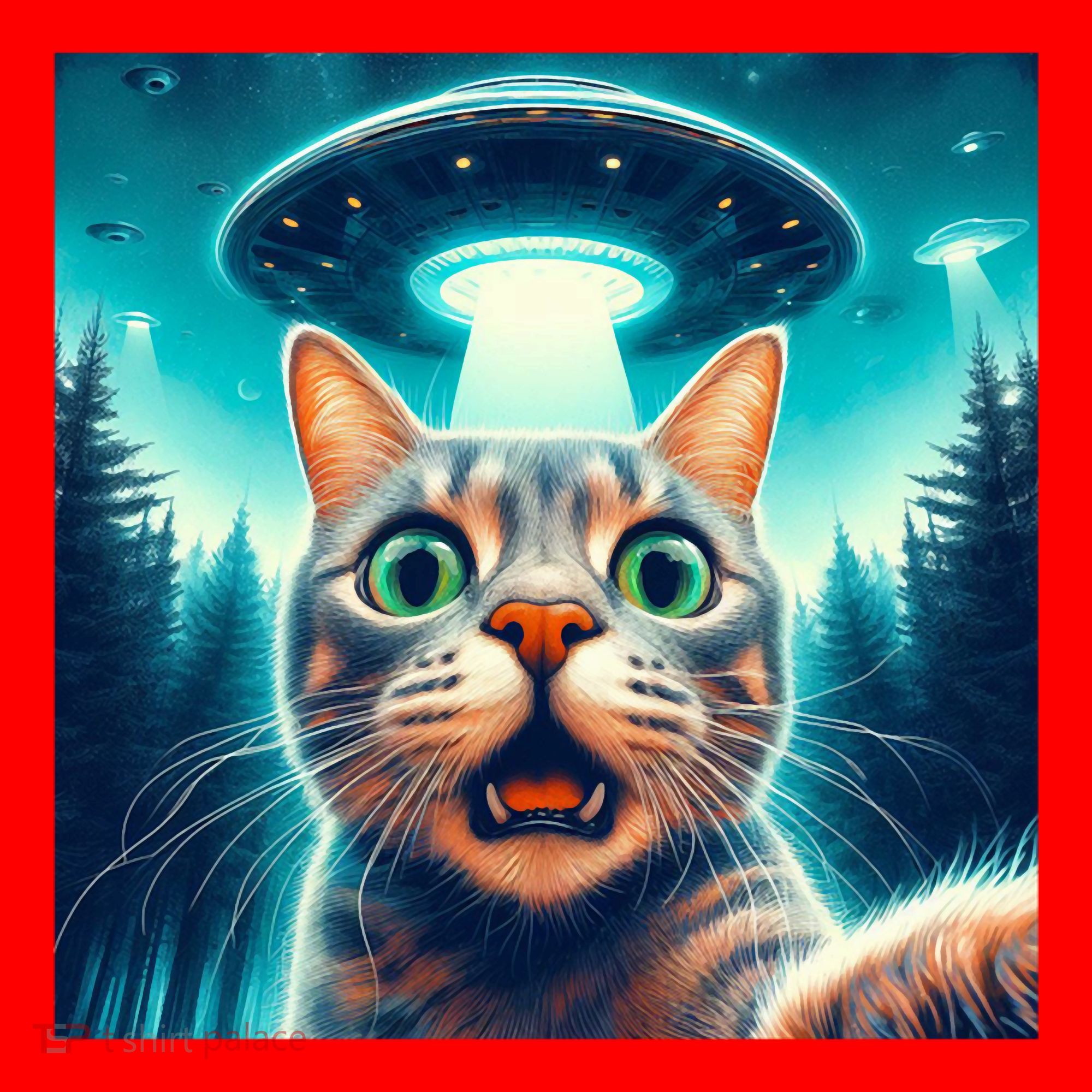 Cat Selfie With Ufo Cat Lover Meme Santa Hat