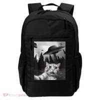 Cat Selfie With Alien UFO Funny Cat Lovers Spaceship Gift Backpack thumb 0
