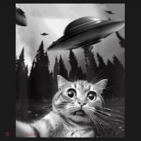 Cat Selfie With Alien UFO Funny Cat Lovers Spaceship Gift Coaster thumb 2