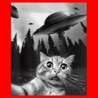 Cat Selfie With Alien UFO Funny Cat Lovers Spaceship Gift Santa Hat thumb 1