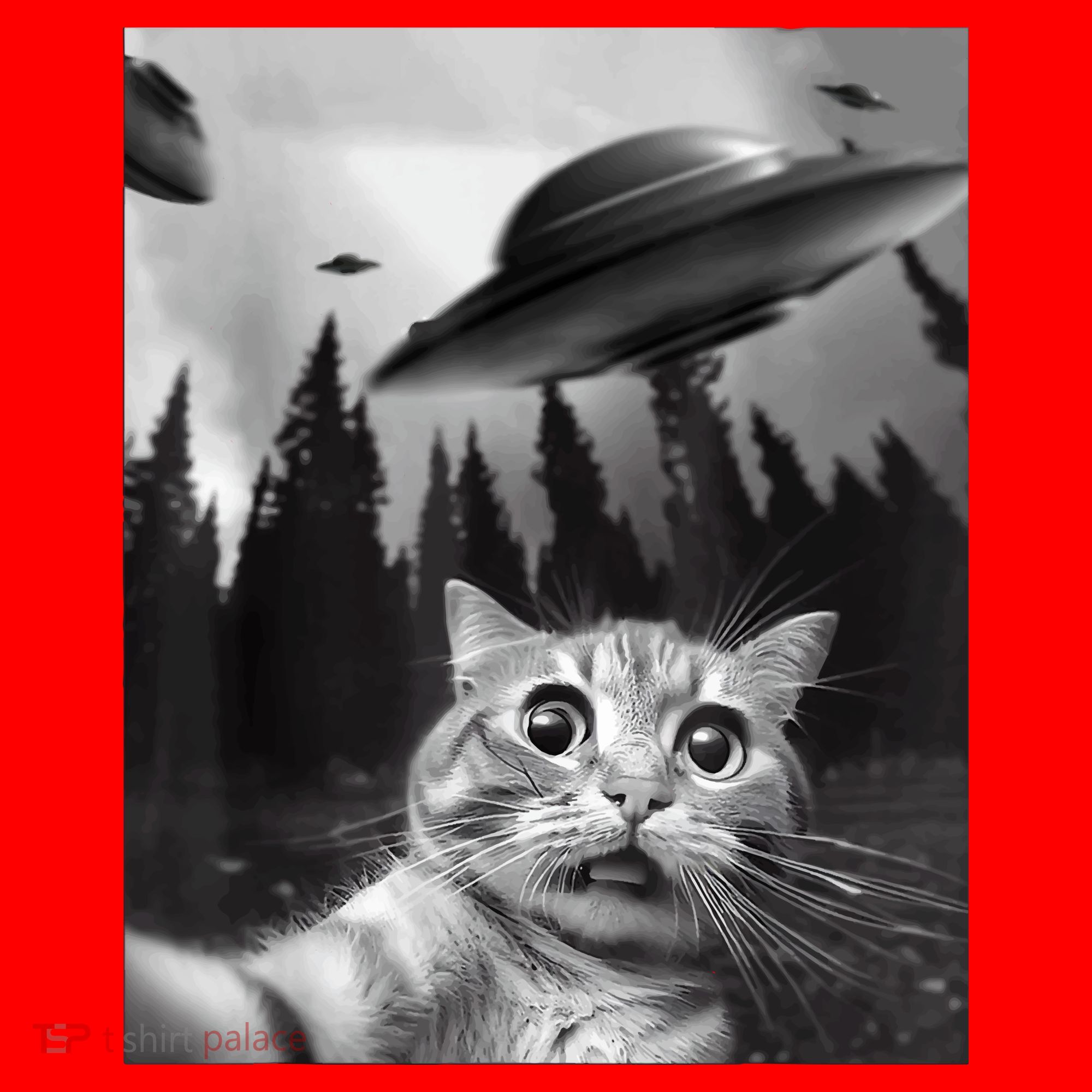 Cat Selfie With Alien UFO Funny Cat Lovers Spaceship Gift Santa Hat