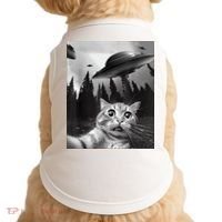 Cat Selfie With Alien UFO Funny Cat Lovers Spaceship Gift Doggie Tank thumb 0
