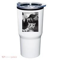 Cat Selfie With Alien UFO Funny Cat Lovers Spaceship Gift Tumbler thumb 0