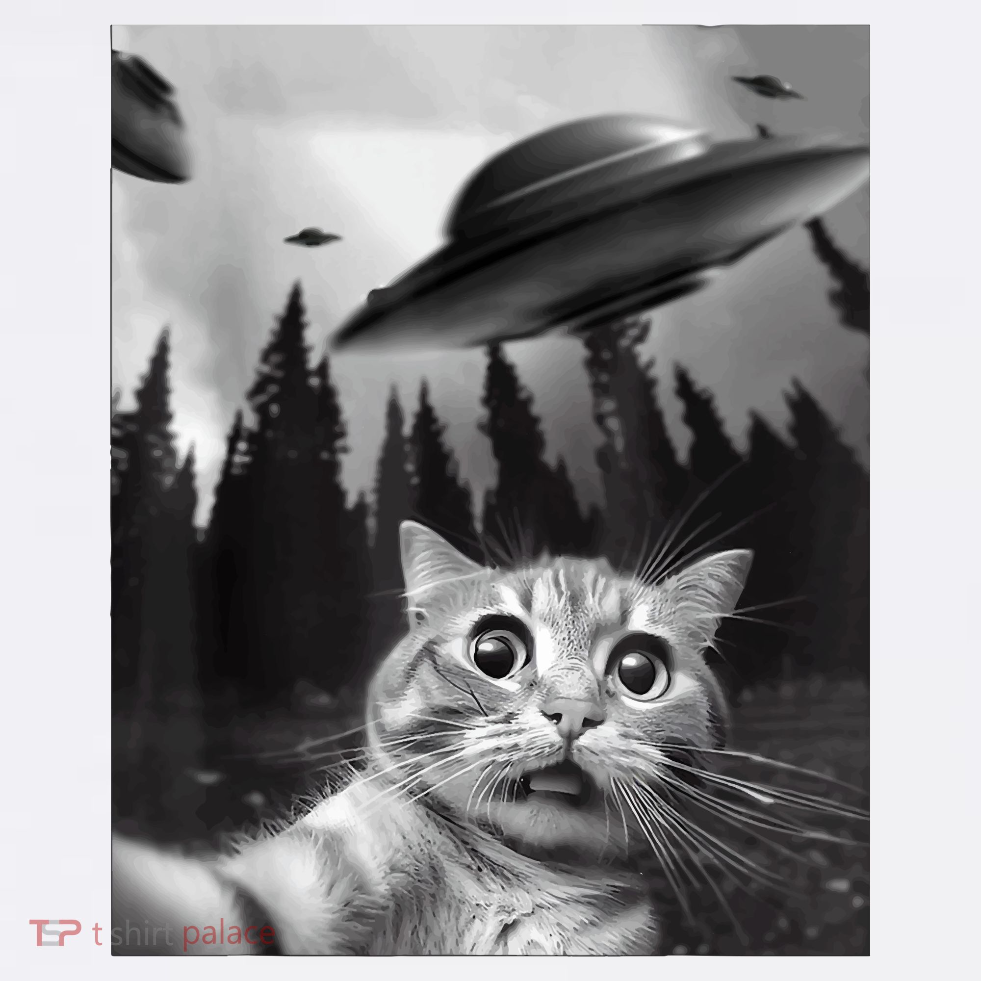 Cat Selfie With Alien UFO Funny Cat Lovers Spaceship Gift Mousepad