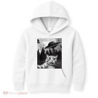 Cat Selfie With Alien UFO Funny Cat Lovers Spaceship Gift Kids Hoodie thumb 0