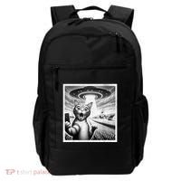 Cat Selfie With Alien Ufo Funny Cat For Women Backpack thumb 0