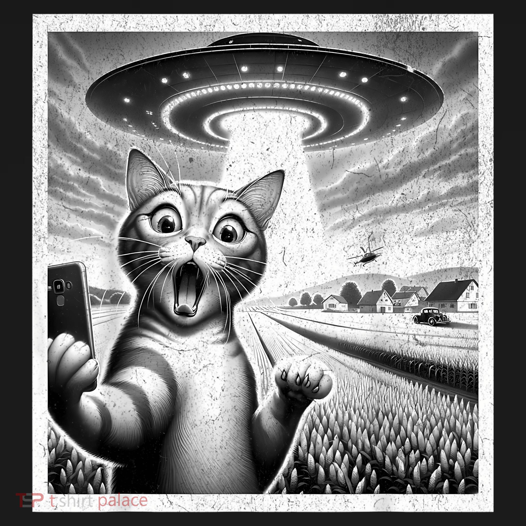 Cat Selfie With Alien Ufo Funny Cat For Women Backpack