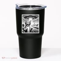 Cat Selfie With Alien Ufo Funny Cat For Women Tumbler thumb 0