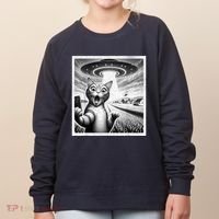 Cat Selfie With Alien Ufo Funny Cat For Women Women's Sweatshirt thumb 0