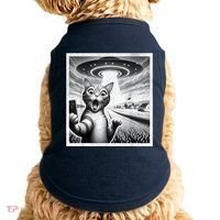 Cat Selfie With Alien Ufo Funny Cat For Women Doggie Tank thumb 0