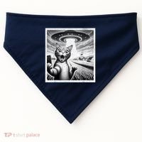 Cat Selfie With Alien Ufo Funny Cat For Women USA-Made Doggie Bandana thumb 0