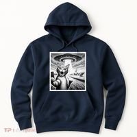 Cat Selfie With Alien Ufo Funny Cat For Women Hoodie thumb 0