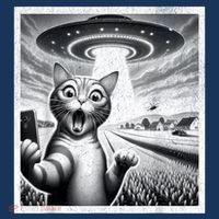 Cat Selfie With Alien Ufo Funny Cat For Women Long Sleeve Shirt thumb 2