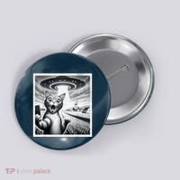 Cat Selfie With Alien Ufo Funny Cat For Women Button thumb 0