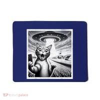 Cat Selfie With Alien Ufo Funny Cat For Women Mousepad thumb 0