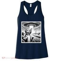 Cat Selfie With Alien Ufo Funny Cat For Women Women's Tank Top thumb 0