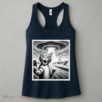 Cat Selfie With Alien Ufo Funny Cat For Women Women's Tank Top thumb 3