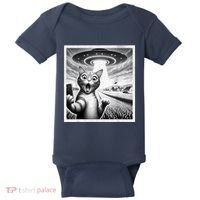 Cat Selfie With Alien Ufo Funny Cat For Women Baby Bodysuit thumb 0