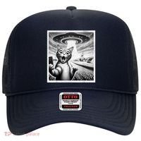 Cat Selfie With Alien Ufo Funny Cat For Women Hat thumb 0