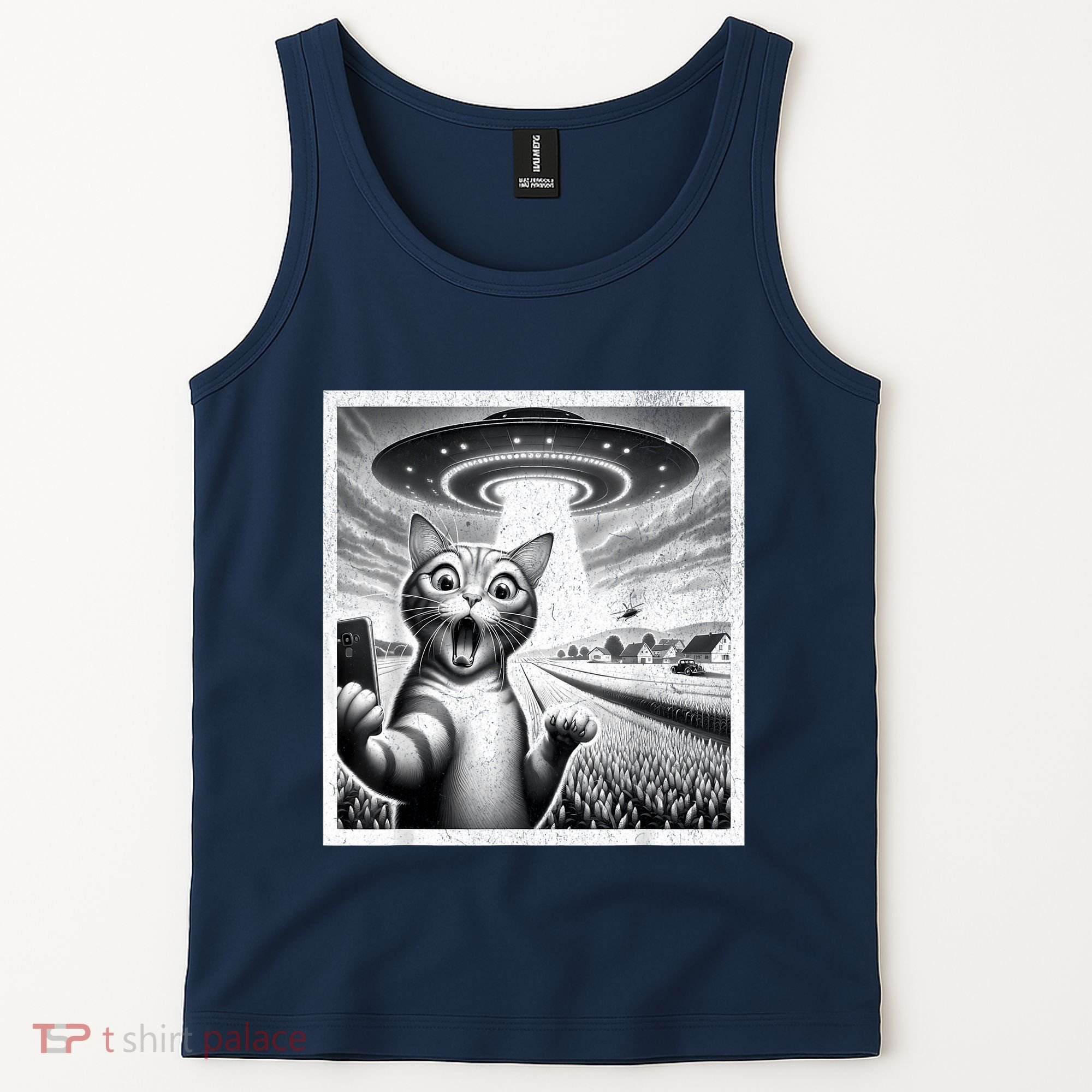 Cat Selfie With Alien Ufo Funny Cat For Women Tank Top