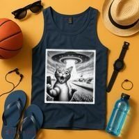 Cat Selfie With Alien Ufo Funny Cat For Women Tank Top thumb 4