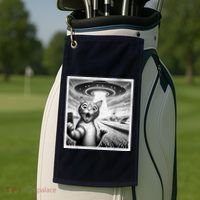 Cat Selfie With Alien Ufo Funny Cat For Women Golf Towel thumb 2