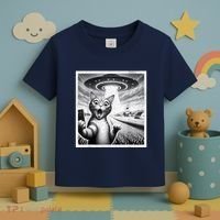 Cat Selfie With Alien Ufo Funny Cat For Women Toddler T-Shirt thumb 3