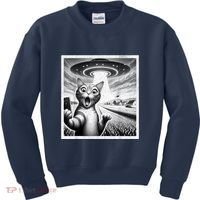 Cat Selfie With Alien Ufo Funny Cat For Women Kids Sweatshirt thumb 0