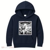 Cat Selfie With Alien Ufo Funny Cat For Women Kids Hoodie thumb 0
