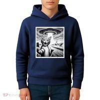 Cat Selfie With Alien Ufo Funny Cat For Women Kids Hoodie thumb 4
