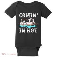 Comin In Hot Funny Pontoon Boat River Lake Boating Gift Idea Baby Bodysuit thumb 0