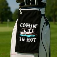 Comin In Hot Funny Pontoon Boat River Lake Boating Gift Idea Golf Towel thumb 2