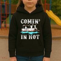 Comin In Hot Funny Pontoon Boat River Lake Boating Gift Idea Kids Hoodie thumb 3
