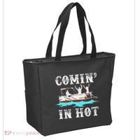 Comin In Hot Funny Pontoon Boat River Lake Boating Gift Idea Tote Bag thumb 2