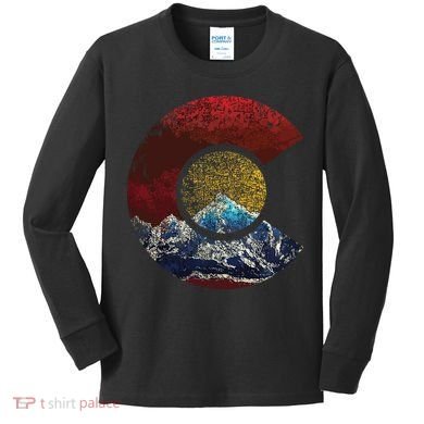 Colorado Shirts With Flag Themed Mountain Kids Long Sleeve Shirt